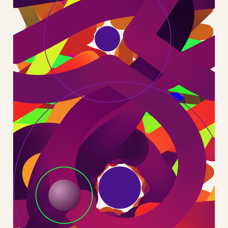 Capture d'InkOrb : traînées de peinture colorées